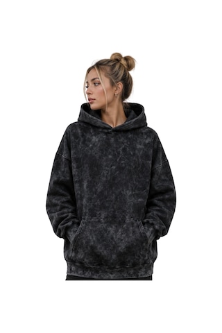 Sevbano Baskısız Basic Unisex Oversize Yıkamalı Premium Hoodie Sweatshirt Siyah