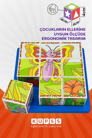 6 Farklı Uçan Hayvanlar Eğitici 3d Küp Puzzle 3 4 5 6 Yaş