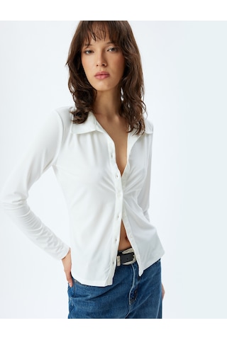 Koton Slim Fit Basic Gömlek Uzun Kollu Beyaz 5wak60005ek Beyaz