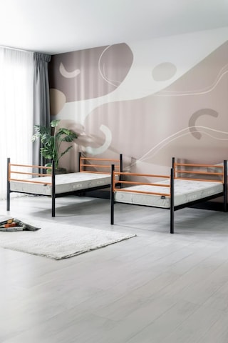 Einstein Metal Ranza + 2 Adet Bambo Yatak 90x190 Cm Tek Kişilik Yataklı Ayrılabilir Metal Ranza 90 x 190
