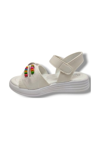 Butiqe 1809-25 Boncuk Taşli Anatomik Kız Çocuk Sandalet 31-35 Krem