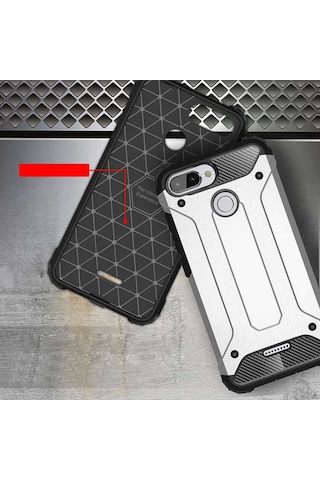 Noktaks - Xiaomi Uyumlu Xiaomi Redmi 6 - Kılıf Çift Katman Zırh Tank Crash Military Kapak - Siyah T6813 Siyah
