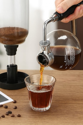 Reoona Syphon Kahve Sifonu 5 Bardak Sifon Kahve, Soğuk Kahve Demleme Siyah