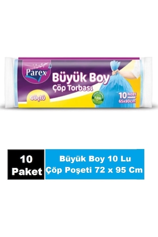 Parex Güçlü Çöp Poşeti Battal Boy Mavi 10 x 10'lu 72 x 95 CM