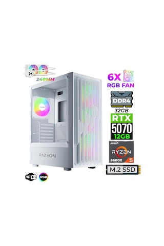 Fazeon Astra X300 R5-5600X 32 GB 1 TB M.2 NVMe SSD 12 GB RTX5070 Free Dos Masaüstü Oyuncu Bilgisayarı