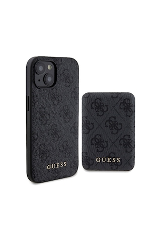 Apple Uyumlu iPhone 15 Kılıf Guess Lisanslı Magsafe Özellikli Kapak + Powerbank 5000mah Kahverengi