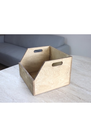 Ahşap Lp Plak Sandığı - Organizer Kutu - Wooden Lp Record Box Ceviz