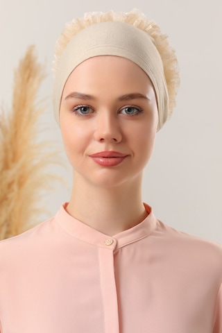 Melodi Scarf Tesettür Fırfırlı Bone Bej Bej