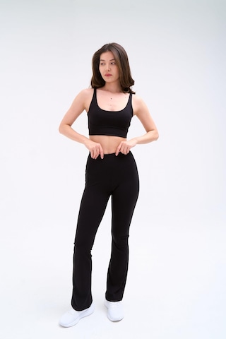 Normal People Ira - Şeftali Dokulu - Yüksek Bel Tayt Peach Skin Kumaş Siyah