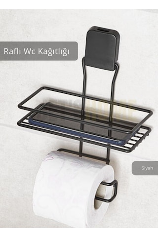 Jet's Home Paslanmaz Raflı Tuvalet Kağıdı Askılığı Wc Kağıtlık Tutucu Siyah Siyah
