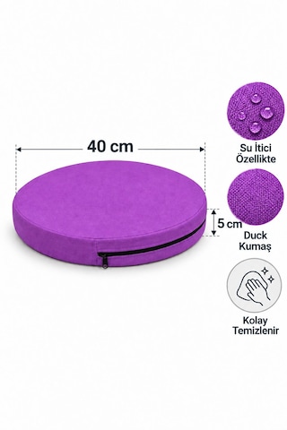 Kreş Minderi Anaokulu Aktivite Minderi, Bahçe, Dekor, Sandalye Minderi 40x40x 5 Cm Yuvarlak Minder 1 Adet Mor