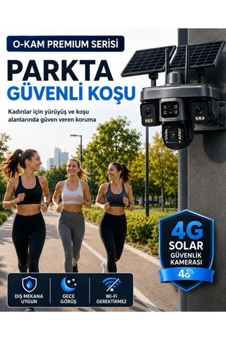 O-kam Ok335set5 12mp 4 Kameralı 4g Çift Solar Panel Gece Görüş 5gb Turkcell +32gb Hafıza