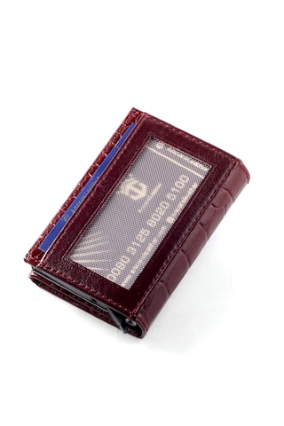 Ancora Leather Hakiki Deri Croco Mekanizmalı Erkek Cüzdanı Bordo