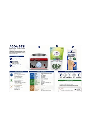 Profesyonel Ağda Seti Proderm Ağda Isıtıcı, Azulen Granül Sir Ağda 250g, Spatula 100 Adet Ev & S