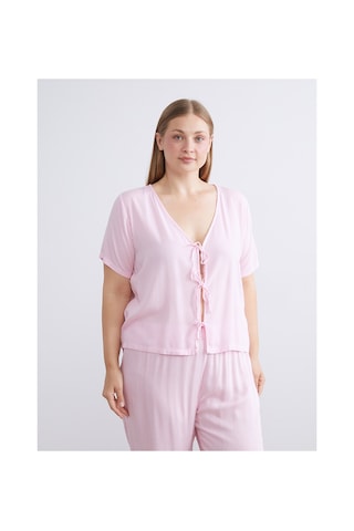 Lcw Dream Pembe V Yaka Çizgili Kadın Pijama Takımı