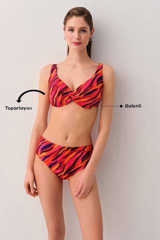 Suwen Flame Önü Burgulu Balensiz Bikini Üst Sb2557013841384 Flame Baskılı