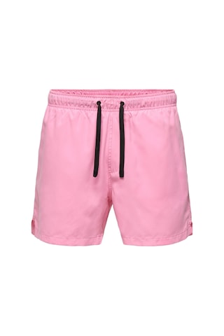 Only & Sons Onsbasıle Life Erkek Deniz Şortu Düz Renk Rahat Yazlık Regular Fit Pembe