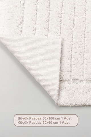 Elart Luin Banyo Halısı Paspas Takımı Pamuklu 2 Adet 60x100 Cm Krem Krem