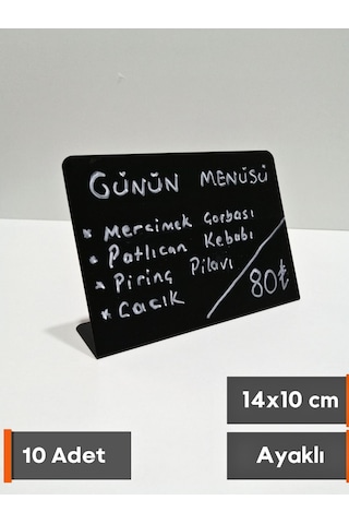 10 Ad Silinebilir Karatahta Siyah Etiket Stand İsimlik 14x10 Cm