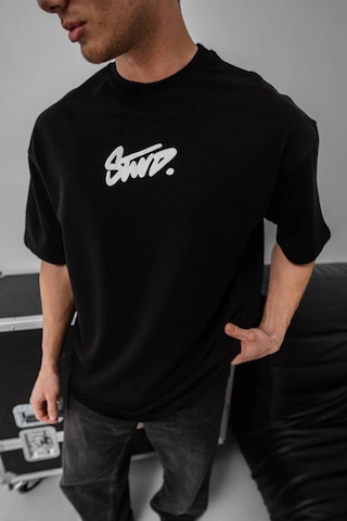 Modi Erkek Baskılı Oversize T-shirt - Siyah - Mymg150387