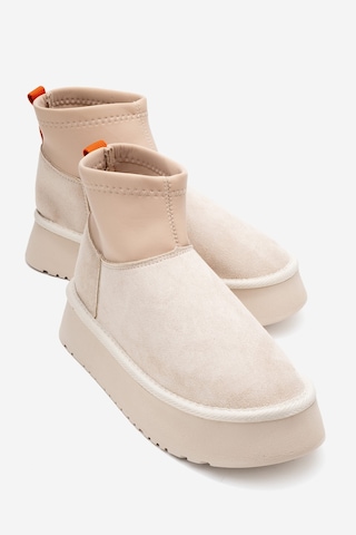 Luvishoes Luvi Shoes Ovar Bej Süet Scuba Platform Tabanlı Kadın Bot Bej