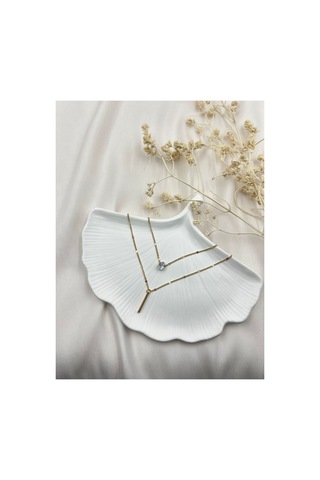 Lunarie 14k Altın Katmanlı Zirkon Çubuk Kolye