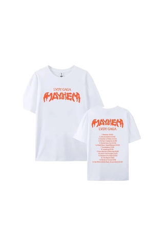 Tarzsokak Beyaz Tees Şarkıcı Lady Gaga Mayhem Baskı Leri Yaz Unisex Sokak Hip Hop Raha