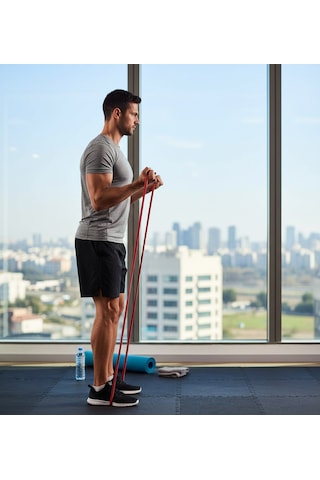 1 Adet Direnç Lastiği 208cm X 2,5x21mm 5,5-7kg Latex Pilates Yoga Spor Egzersiz Fizik Direnç Lastiği Güç Bandı Kırmızı