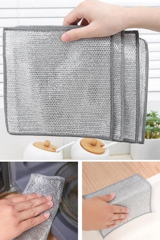 Yayke Çok Amaçlı Tel Bez Mikrofiber Inox Bez Telli Bulaşık Bezi 4'lü