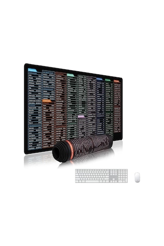 Shopytech Excel Kısayol Mouse Pad 80 30 Cm Büyük Boy Kaymaz Taban Su Geçirmez Dikişli Kenar Word/exc