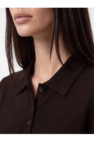 Lcwaıkıkı Classic Kahverengi Polo Yaka Kadın Triko Kazak