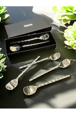 Tiamo Roma Çay Kaşığı Sade 6 Lı Set İnox