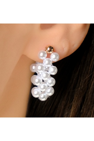 Kadın Kararmaz Çelik Lüks Boncuklu Örme Küpe Altın