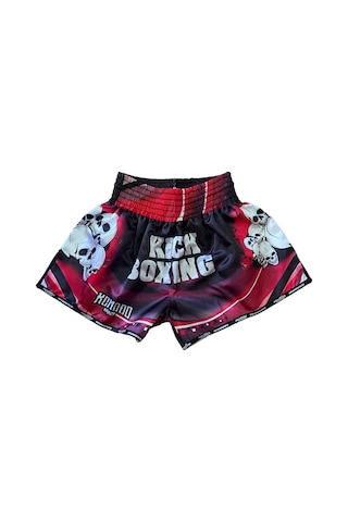 Dijital Özel Tasarım Kıck Boks Şort Djt-105 Beyaz - Kırmızı
