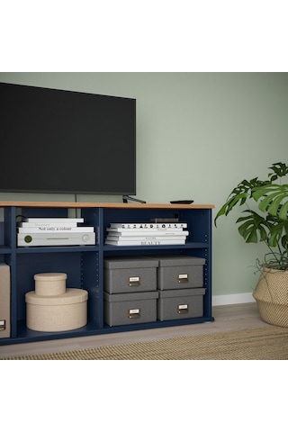 Tv Ünitesi, Mavi-siyah, 216x38x140 Cm Siyah