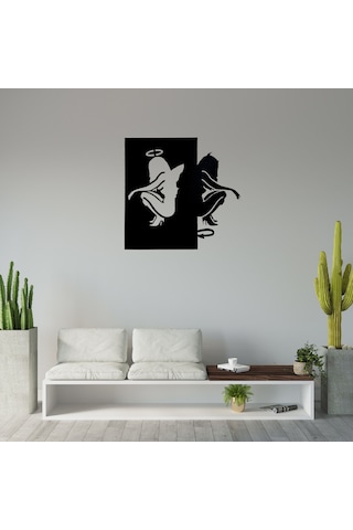 Şeytan Ve Melek Led Işıklı Tablo