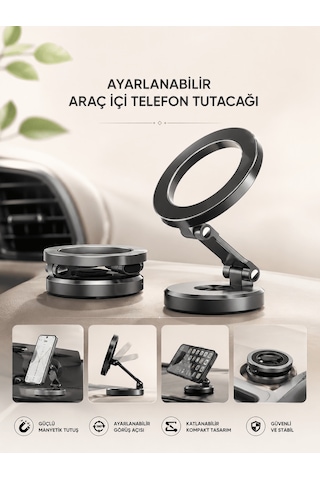 Araç İçi Telefon Tutacağı Manyetik Tasarım Ayarlanabilir - 5000 Çoklu Renk
