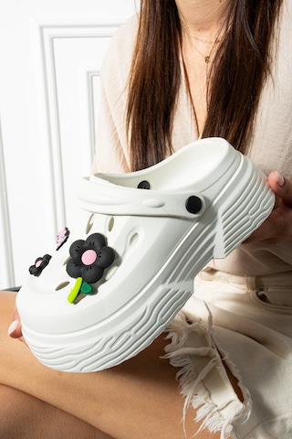 Modafrato Nays Dolgu Taban Kadın Terlik Yüksek Platform Plaj Deniz Havuz Terliği Beyaz