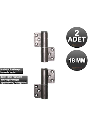 2 Adet 18mm Yaprak Mil Demir Kapı Menteşesi 18 Mm 2 Adet 18mm Yaprak Mil Demir Kapı Menteşesi 18 Mm