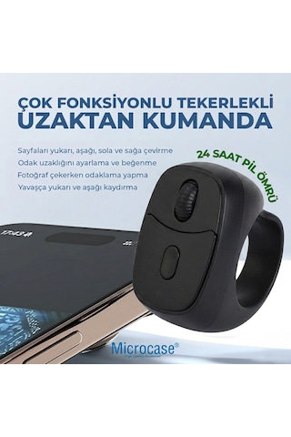 Microcase Tiktok Yüzüğü Bluetooth Akıllı Uzaktan Kumanda Sayfa Çevirici Video Kaydırma Parmağı Şarjlı Kumanda - Al5766 Siyah