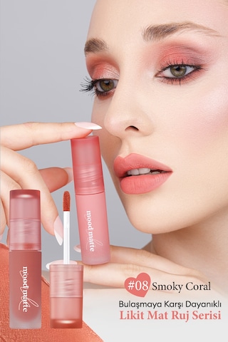 Mat Bitişli Dolgun Ve Pürüzsüz Görünüm Sunan Tint Perıpera Ink Mood Matte Tint 08 Smoky Coral 08
