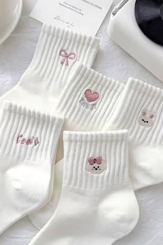 Hitit Socks Kadın 5 Çift Premium Desenli Sevimli Hayvan Ve Fi... Çok Renkli