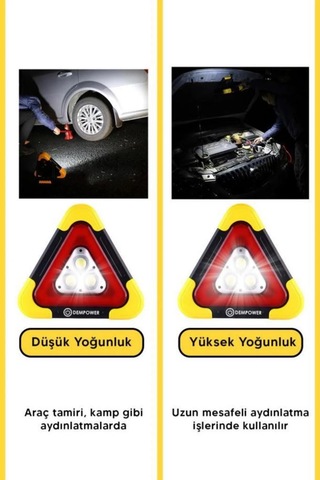Solar Şarjlı Çok Fonksiyonlu Reflektör Işıklı Ikaz Lambası Acil D