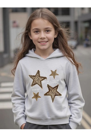 Uyguntarz Eternal Light Baskılı Oversize Çocuk Sweatshirt Gri