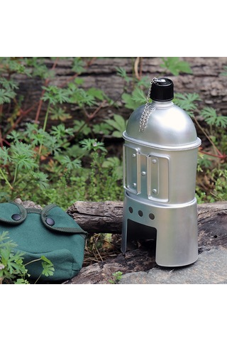 Mufunye Alüminyum Kamp Çamaşırı Seti: 850ml Matara, 600ml Bardak Ve Odun Fırını - Kamp, Dağcılık, Hayatta Kalma İçin Gümüş