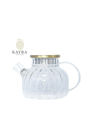 Çelik Kapaklı Borosilikat Dilimli Model Süzgeçli Cam Demlik Bitki Çayları 1000 Ml Royaleks-cm-2001 Çok Renkli