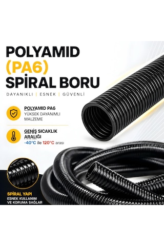 Polyamid Pa6 Spiral Boru 14 Mm X 18,5 Mm X 50 Metre