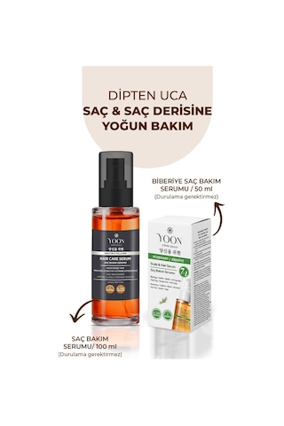 2'li Set Saç & Saç Derisi Onarıcı Serum, Keratin, Kolajen, Biberiye Ve 7 Aktifli Saç Bakım Kompleksi