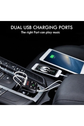 Gajeena Araç İçin Bluetooth Fm Vericili Mp3 Çalar - Usb Şarjlı Çok Fonksiyonlu 112 Karakter