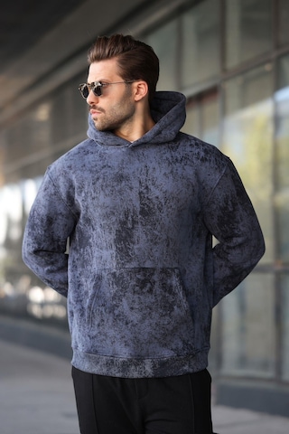 Madmext Lacivert Desenli Kapüşonlu Erkek Sweatshirt E7167 Lacivert